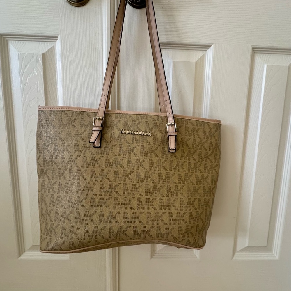 Michael Kors Beige MK Logo Tote